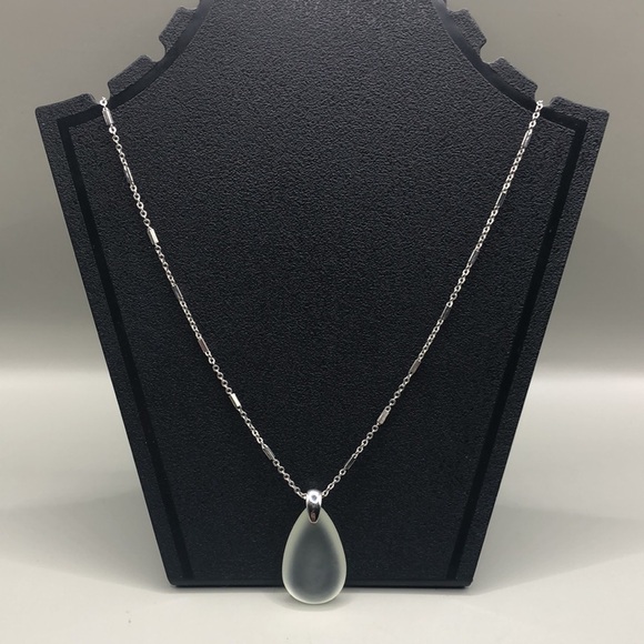 White House Black Market Jewelry - WHBM Sea Glass Tear Drop Elegant Chain Pendant Necklace Minimalist or Layer.